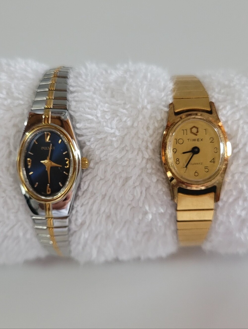 Two Vintage Watches - Pulsar and Timex with Stretch Bands